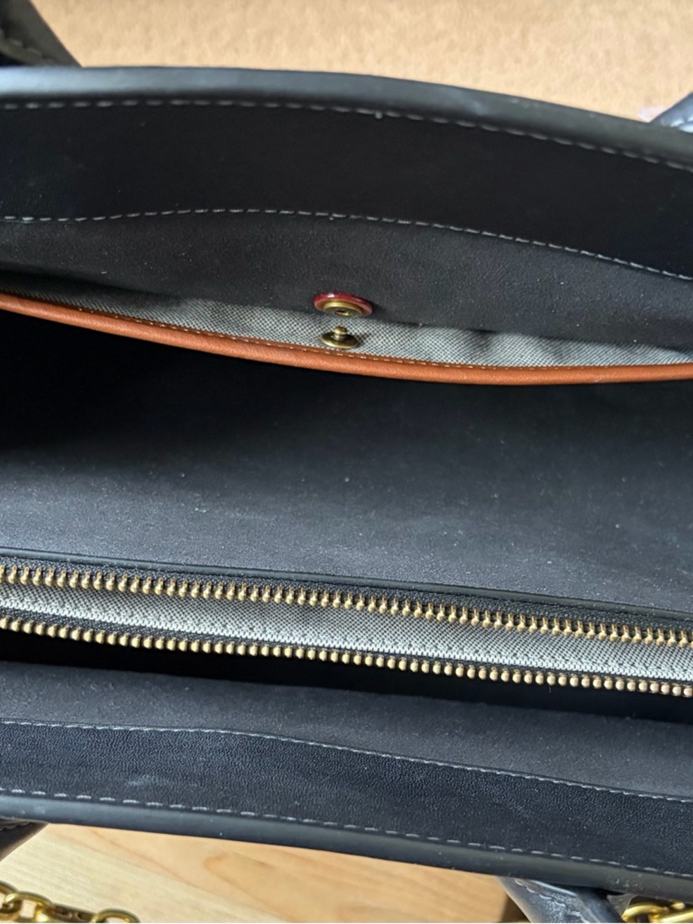 Coach Empire Carryall 35 Black Glovetanned Leather Brass Hardware Coach Charm - Picture 8 of 14
